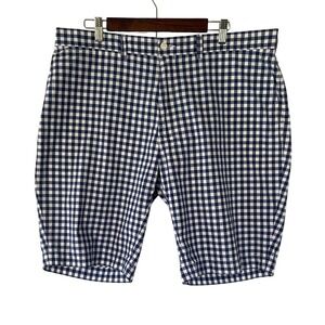 Polo Ralph Lauren Mens Gingham Shorts Navy Blue White Check Cotton Size 40